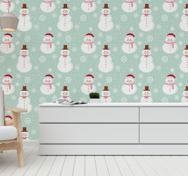 Papier peint noel modèle de bonhommes de neige festifs - TenStickers
