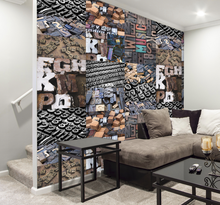 Papier peint moderne lettres scrabble - TenStickers