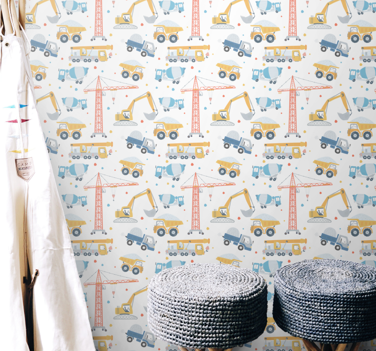 Papier peint Véhicules de construction pastel - TenStickers