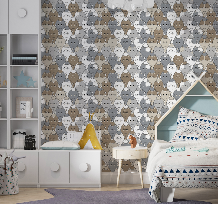 Papier peint chambre enfant illustration chats - TenStickers
