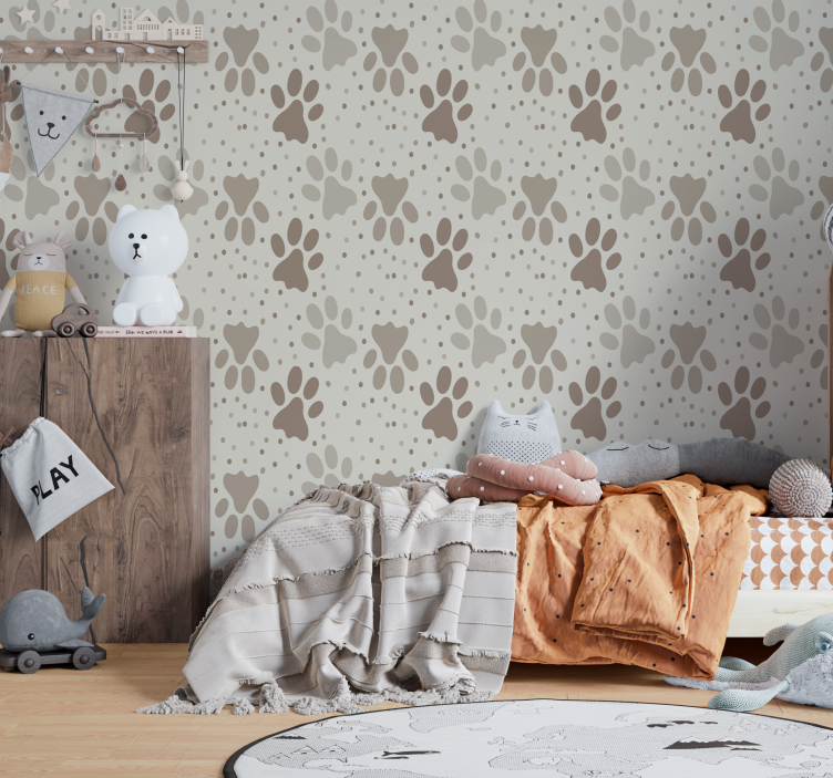 Papier peint chambre enfant pattes de chien - TenStickers