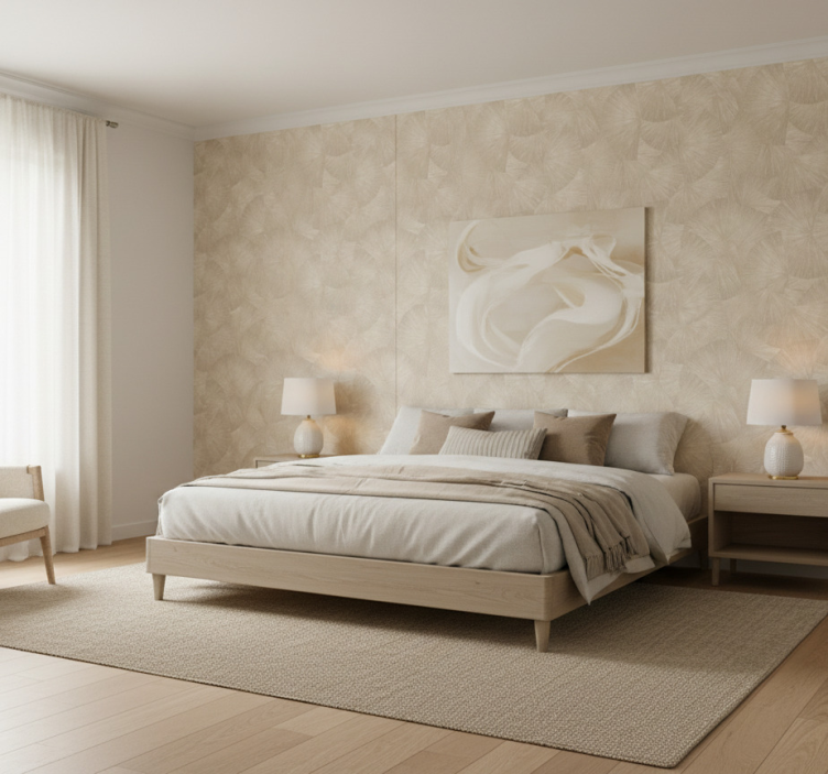 Papier peint feuilles chic beige abstrait - TenStickers