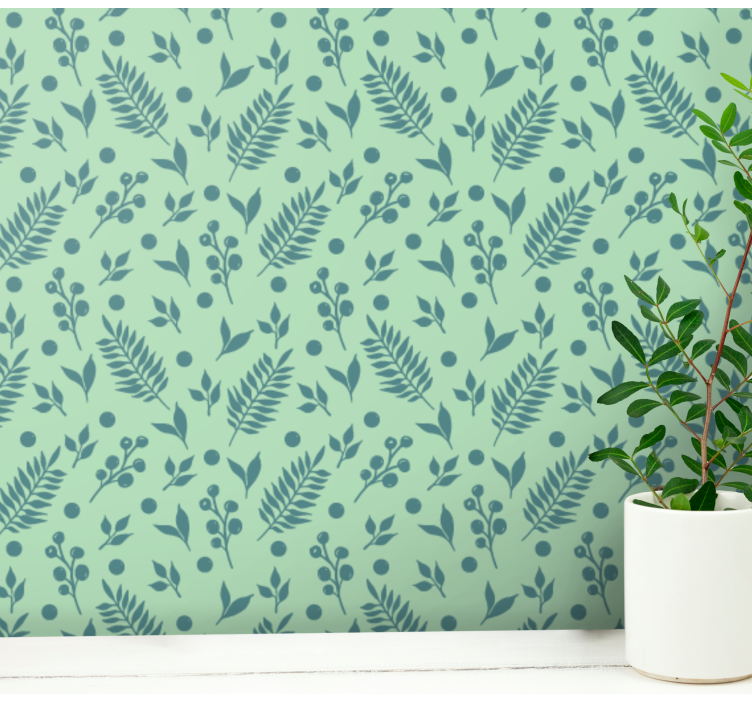 Papier peint feuilles inspiration motif vert - TenStickers
