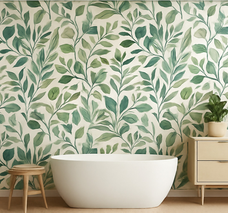 Papier peint feuilles jungle aquarelle - TenStickers