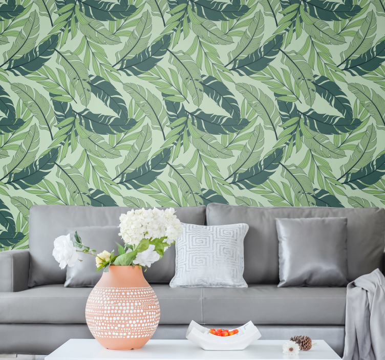 Papier peint feuilles motif botanique - TenStickers