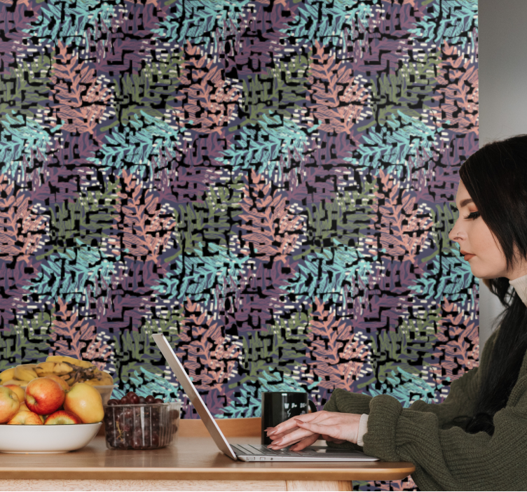 Papier peint feuilles motif de feuillage numérique - TenStickers