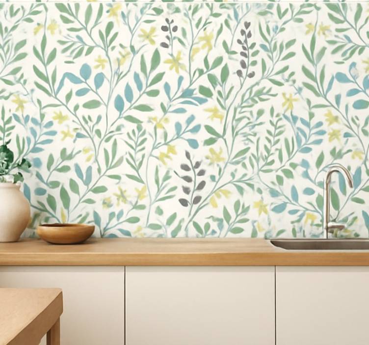 Papier peint feuilles tiges de prairie sauvages - TenStickers