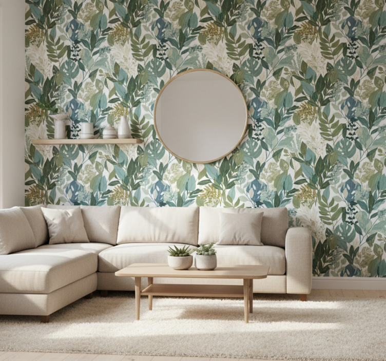 Papier peint feuilles verdure botanique douce - TenStickers