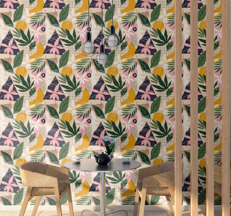 Papier peint fleuri design moderne multicolor - TenStickers