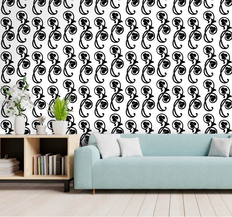 Papier peint baroque feuilles gothiques - TenStickers