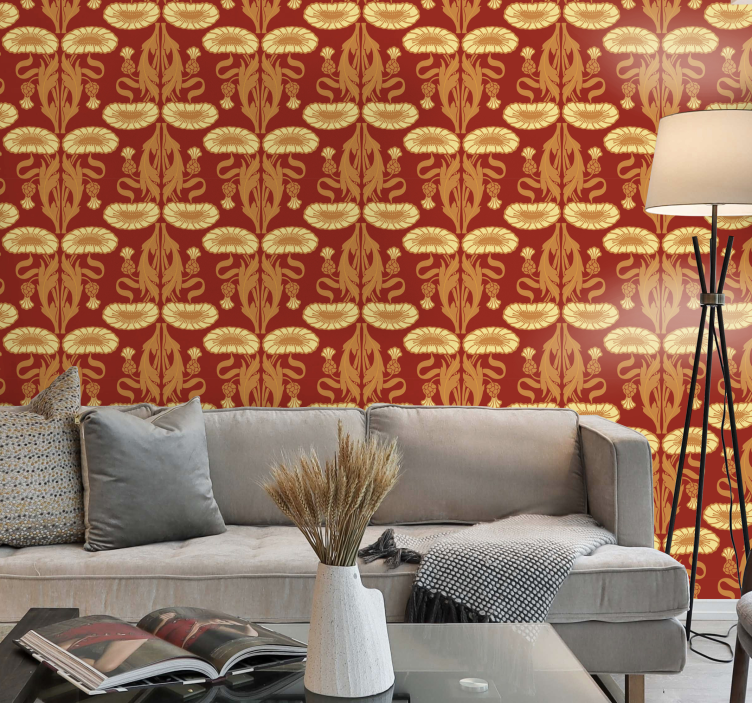 Papier peint fleuri style art nouveau - TenStickers