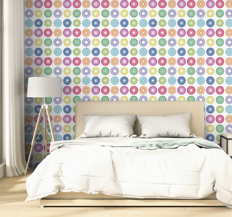 Papier peint fleurs cercles floraux colorés - TenStickers