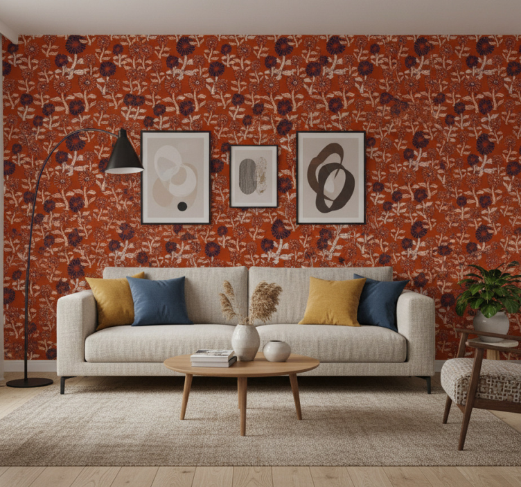 Papier peint fleurs design abstrait tournesol africain - TenStickers