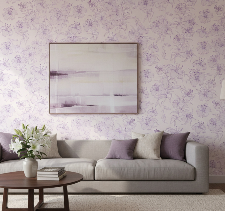 Papier peint fleurs design floral de lys en fleur - TenStickers