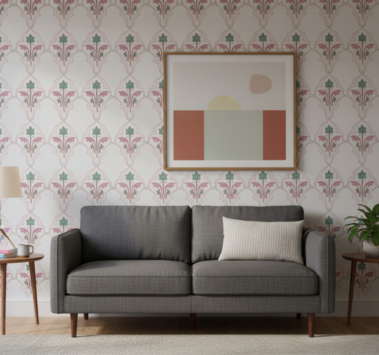 Papier peint fleurs design floral formalisé - TenStickers