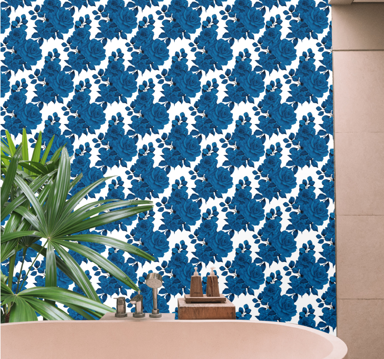 Papier peint fleurs fleur de rose bleue - TenStickers
