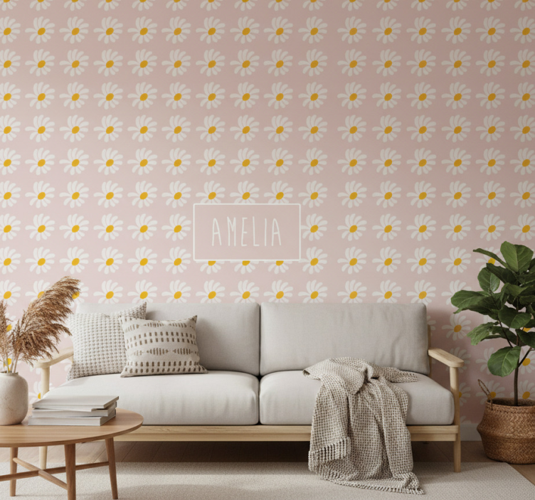 Papier peint fleurs illustration style bohème - TenStickers