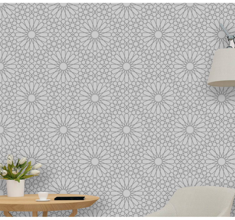 Papier peint fleurs imprimé gris chic - TenStickers