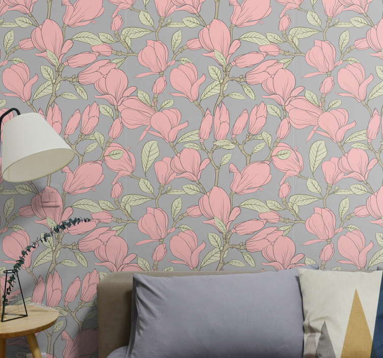 Papier peint floral magnolias floraux - TenStickers
