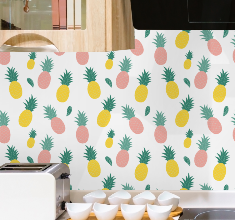 Papier peint cuisine motif ananas tropical - TenStickers