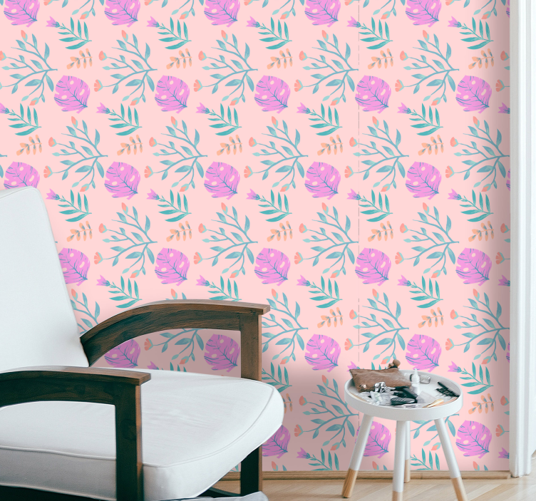 Papier peint fleurs motif botanique floral - TenStickers