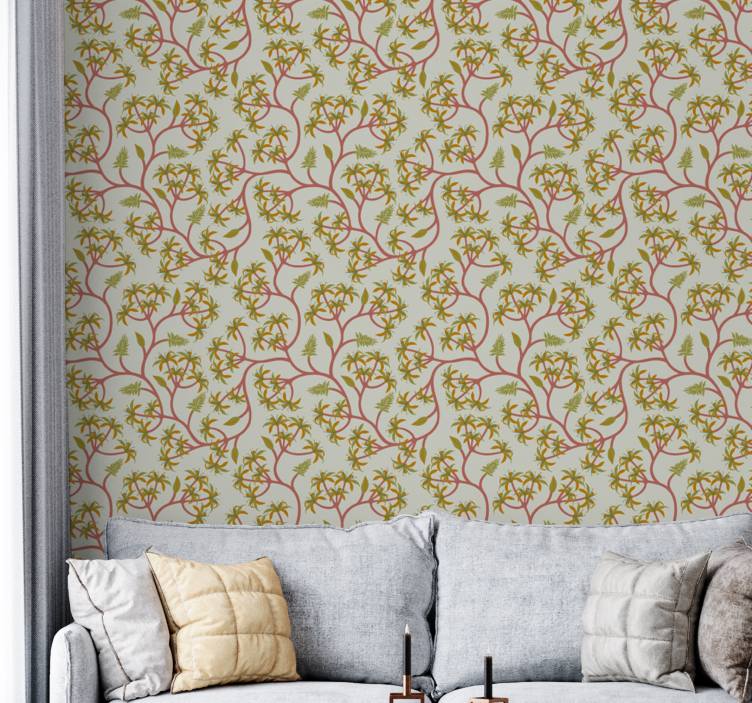 Papier peint floral motif de vigne florale - TenStickers