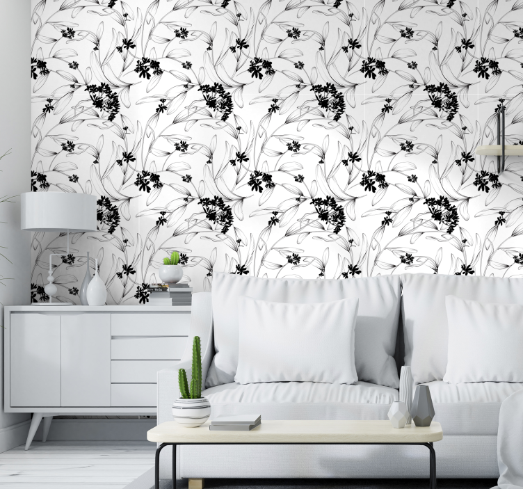 Papier peint fleurs motif floral en grappe - TenStickers