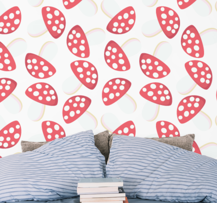 Papier peint fleurs motif fraise stylisé - TenStickers