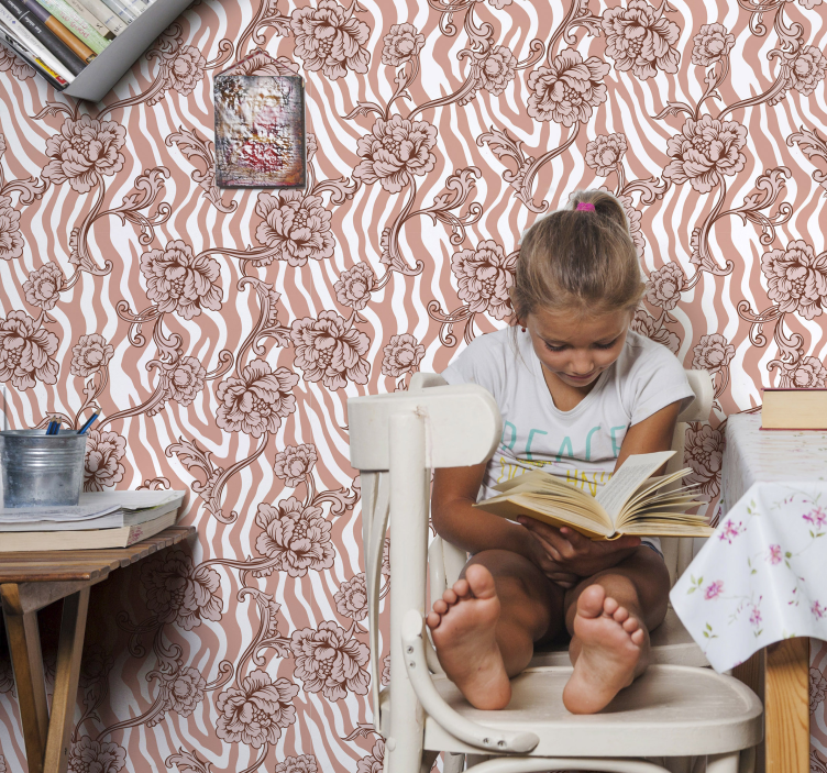 Papier peint fleurie motif ornemental floral - TenStickers