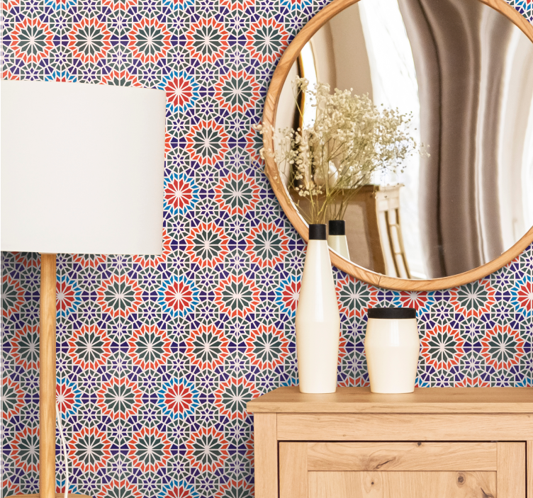 Papier peint fleurs motifs floraux géométriques - TenStickers