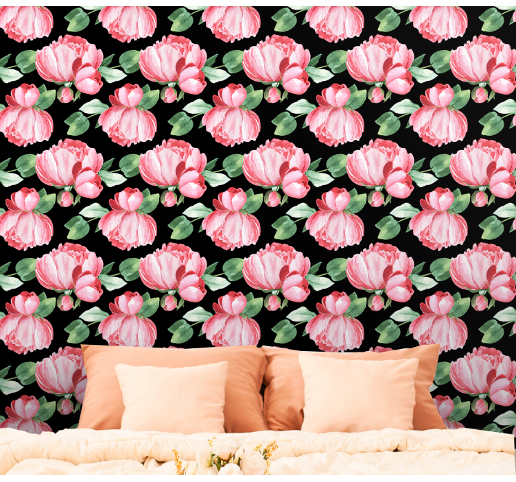 Papier peint floral pivoines en fleurs - TenStickers