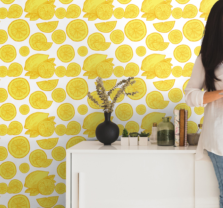 Papier peint floral tranches d'agrumes - TenStickers