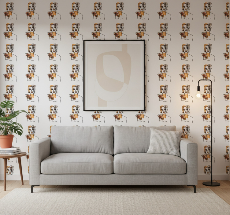 Papier peint fleurs visage minimaliste avec orchidées - TenStickers