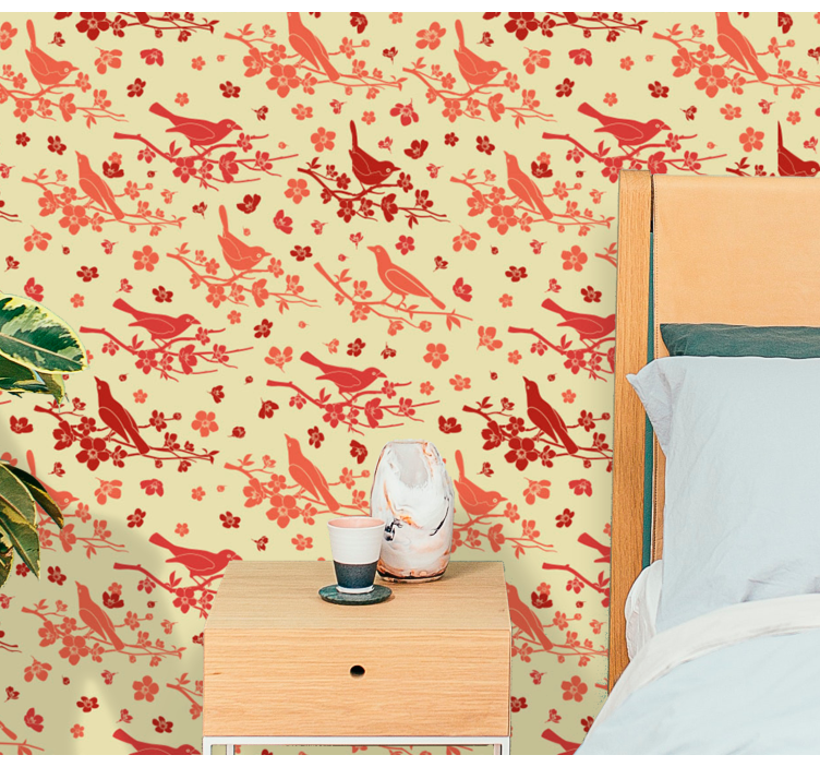 Papier peint fleurs volière ornementale - TenStickers