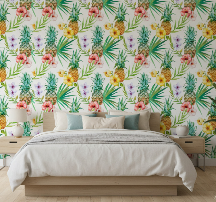 Papier peint floral ananas peint - TenStickers