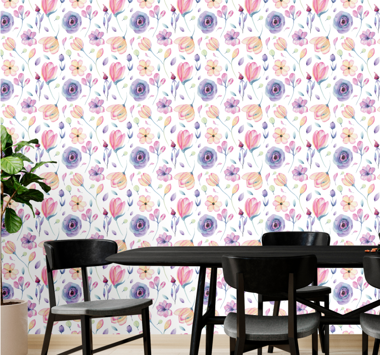 Papier peint floral aquarelle florale - TenStickers