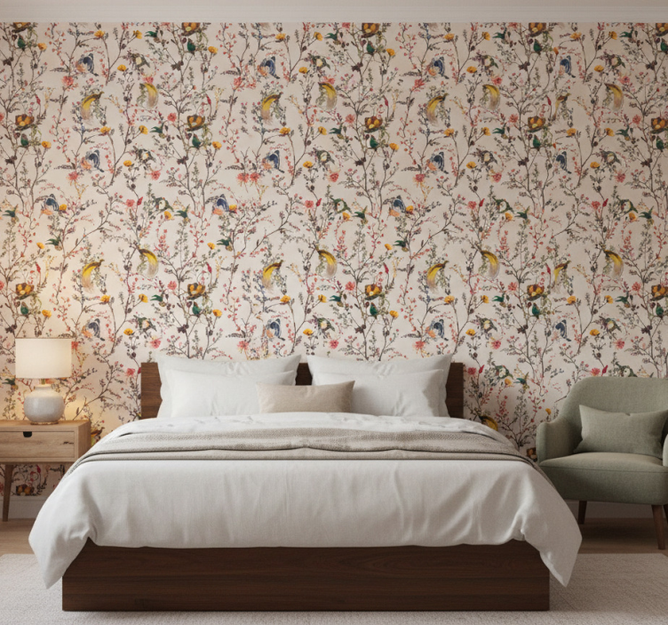 Papier peint floral au design floral naturaliste - TenStickers