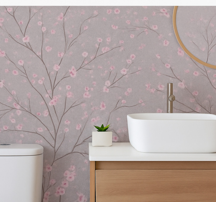 Papier peint floral branche de cerisier fané - TenStickers