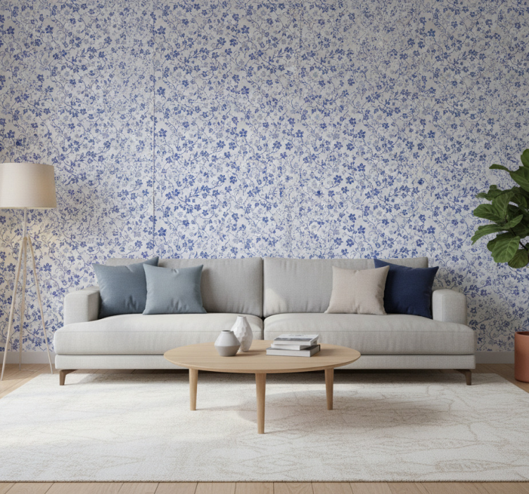 Papier peint floral cerisier bleu - TenStickers