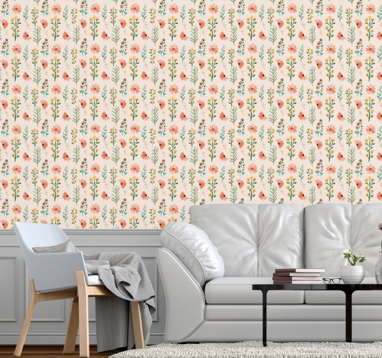 Papier peint floral motif de fleurs douces - TenStickers