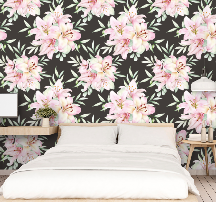 Papier peint chambre adulte composition florale luxuriante - TenStickers