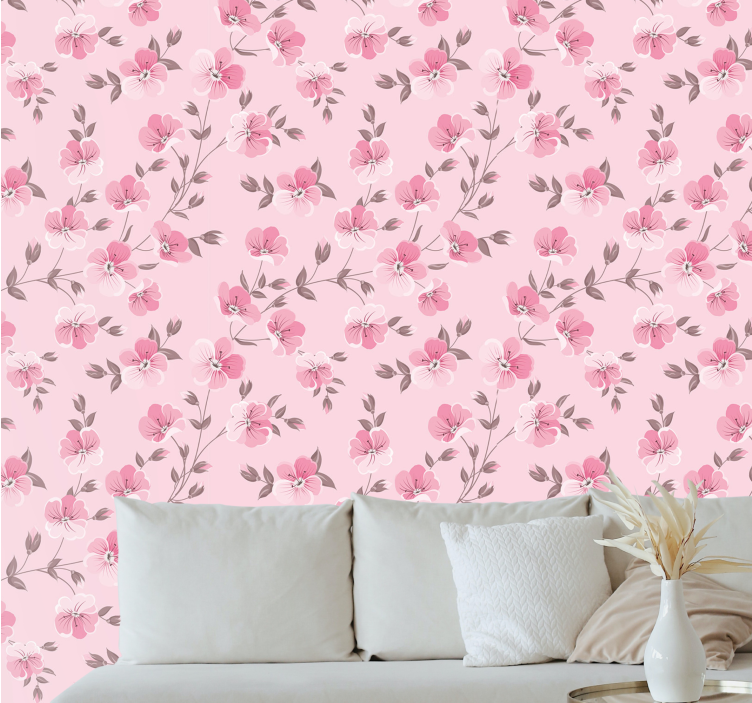 Papier peint floral composition florale rose - TenStickers