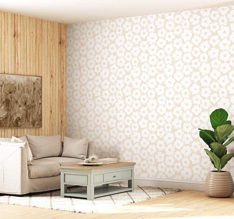 Papier peint floral coquelicot blanc - TenStickers