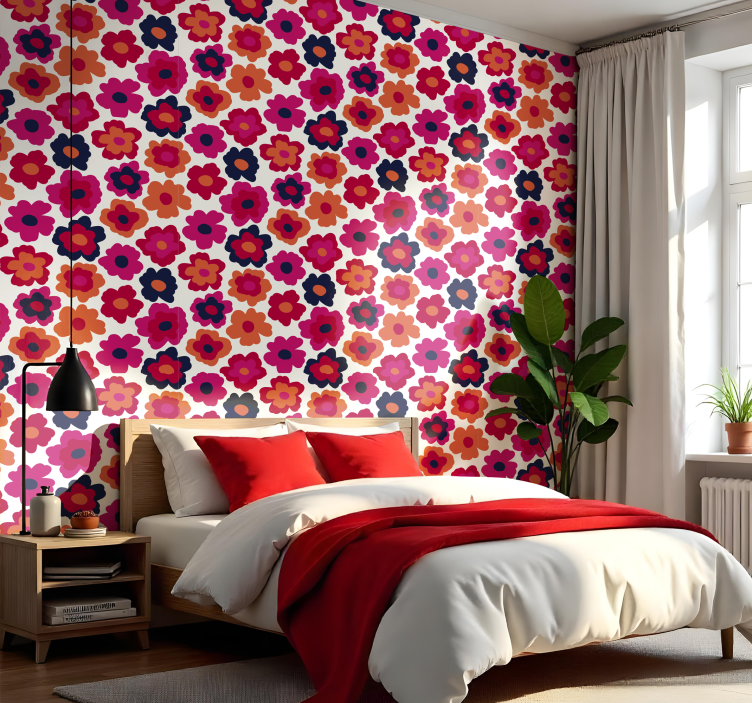 Papier peint floral coquelicot rouge - TenStickers