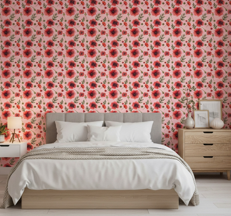 Papier peint floral coquelicots aquarelle - TenStickers