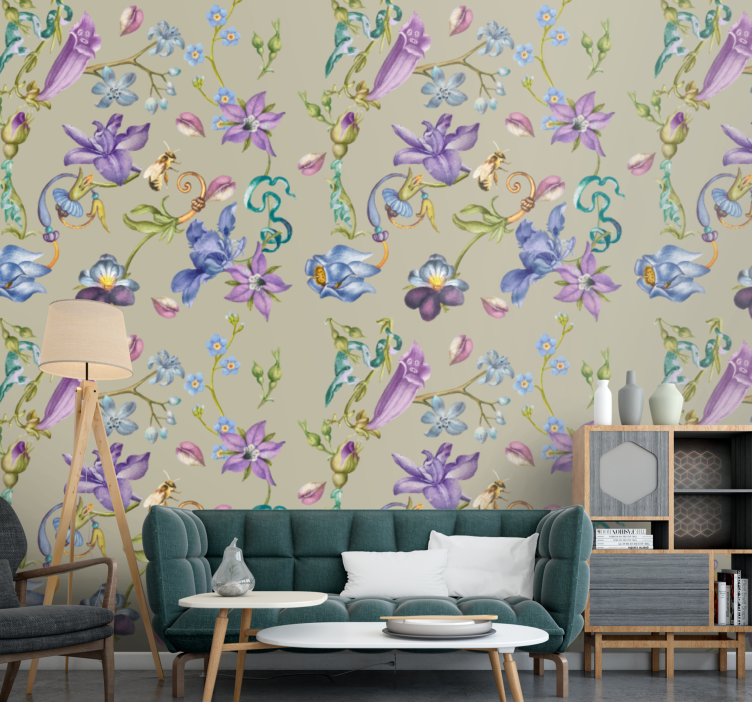 Papier peint floral design fantaisie florale - TenStickers