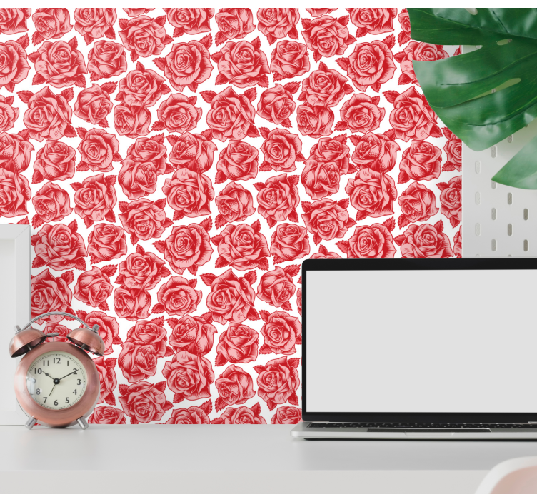 Papier peint floral élégance motif rose - TenStickers