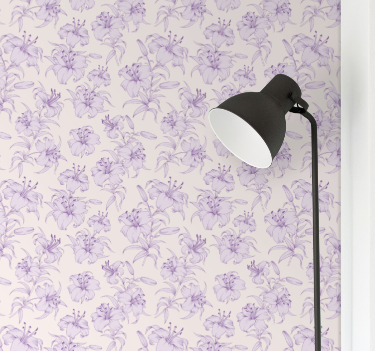 Papier peint floral élégant motif violet - TenStickers