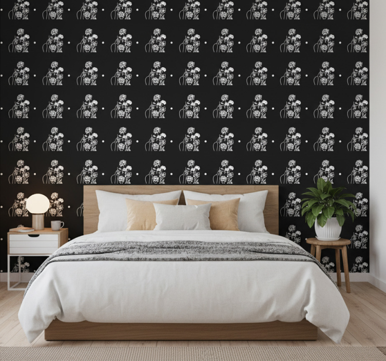 Papier peint floral femme et tournesols design minimaliste - TenStickers