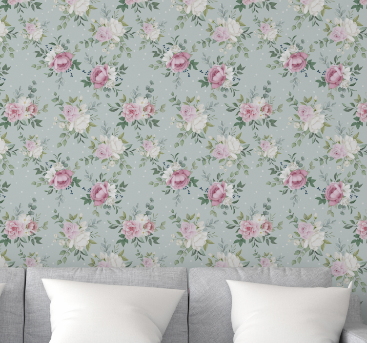 Papier peint floral fleur vintage - TenStickers